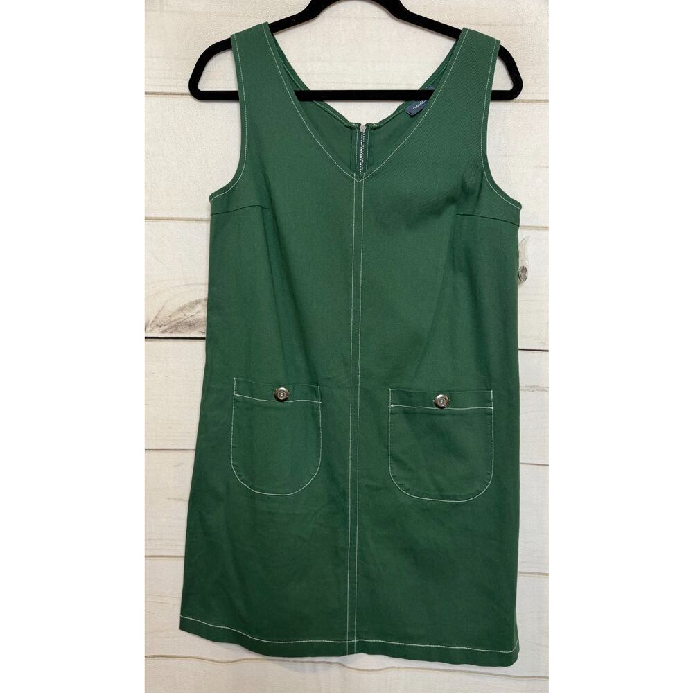 Moda International Green V Neck Sleeveless Utility Dress With Pockets Size‎ S